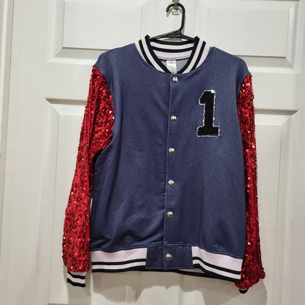Weissman Snap-front stretch denim-costume halloween jacket Red sequin 1950 SA